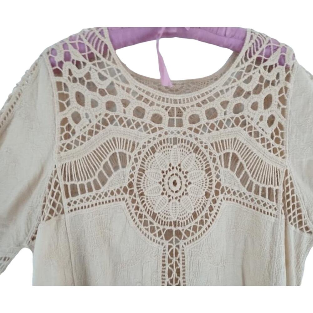NATURAL UNIQUE CROCHET DESIGN TUNIC size Large - Picture 6 of 12